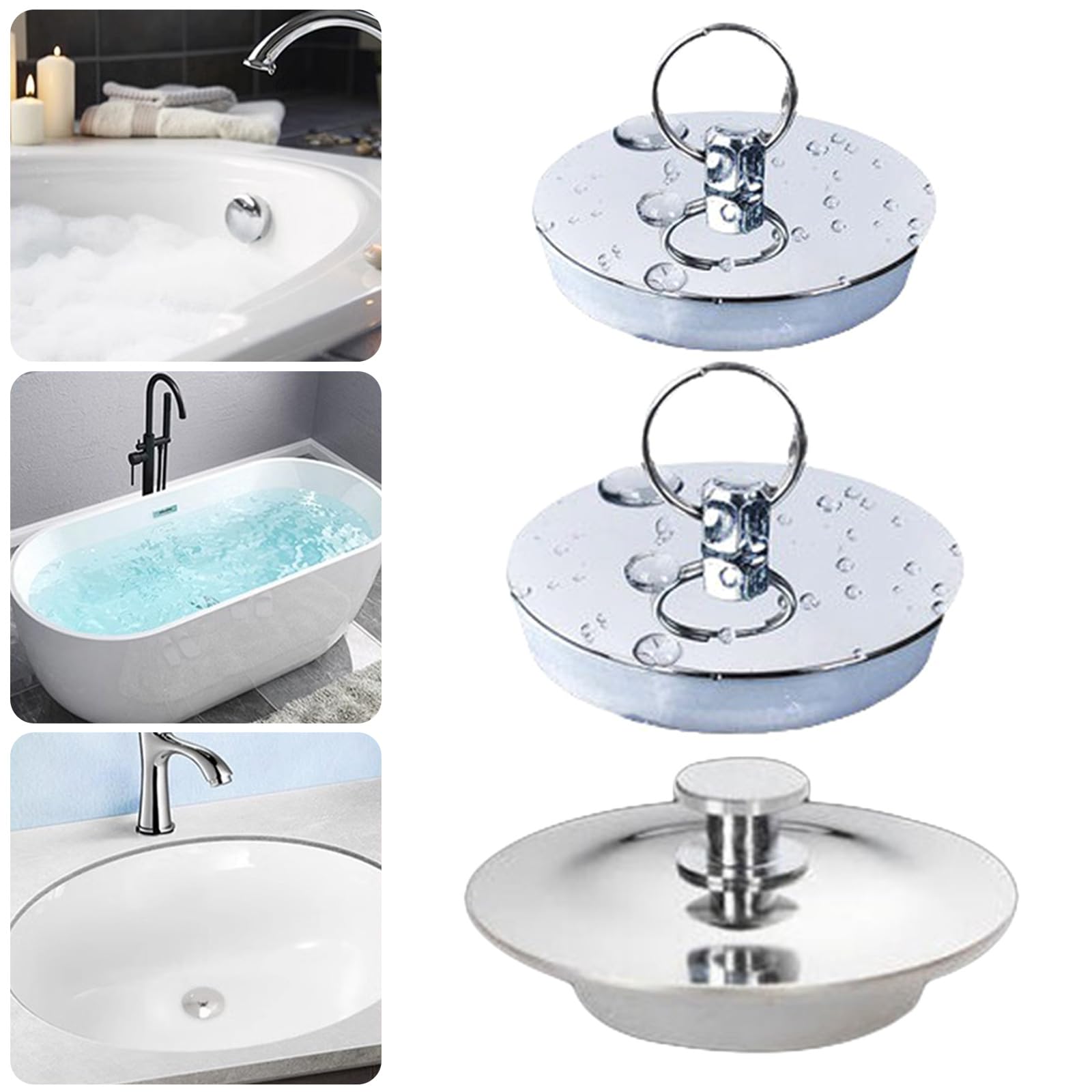 Tappo di ricambio universale per lavabo da bagno, tappo pop up con nucleo in ottone, filtro di scarico in acciaio inossidabile per fori di scarico da 34-38 mm