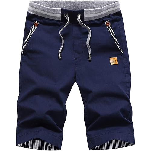 Tansozer Men's Shorts Casual Classic Fit Drawstring Summer Beach Shorts with Elastic Waist and Pockets