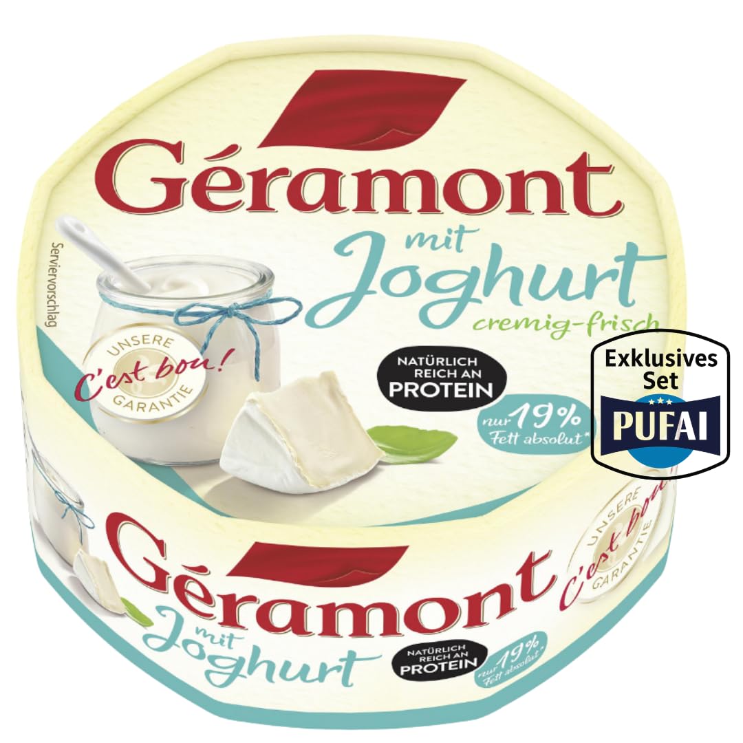 Géramont Weichkäsezubereitung mit Joghurt – 200 g, 4er Pack | Französische Käsevariation aus Kuhmilch | Mild & leicht cremig