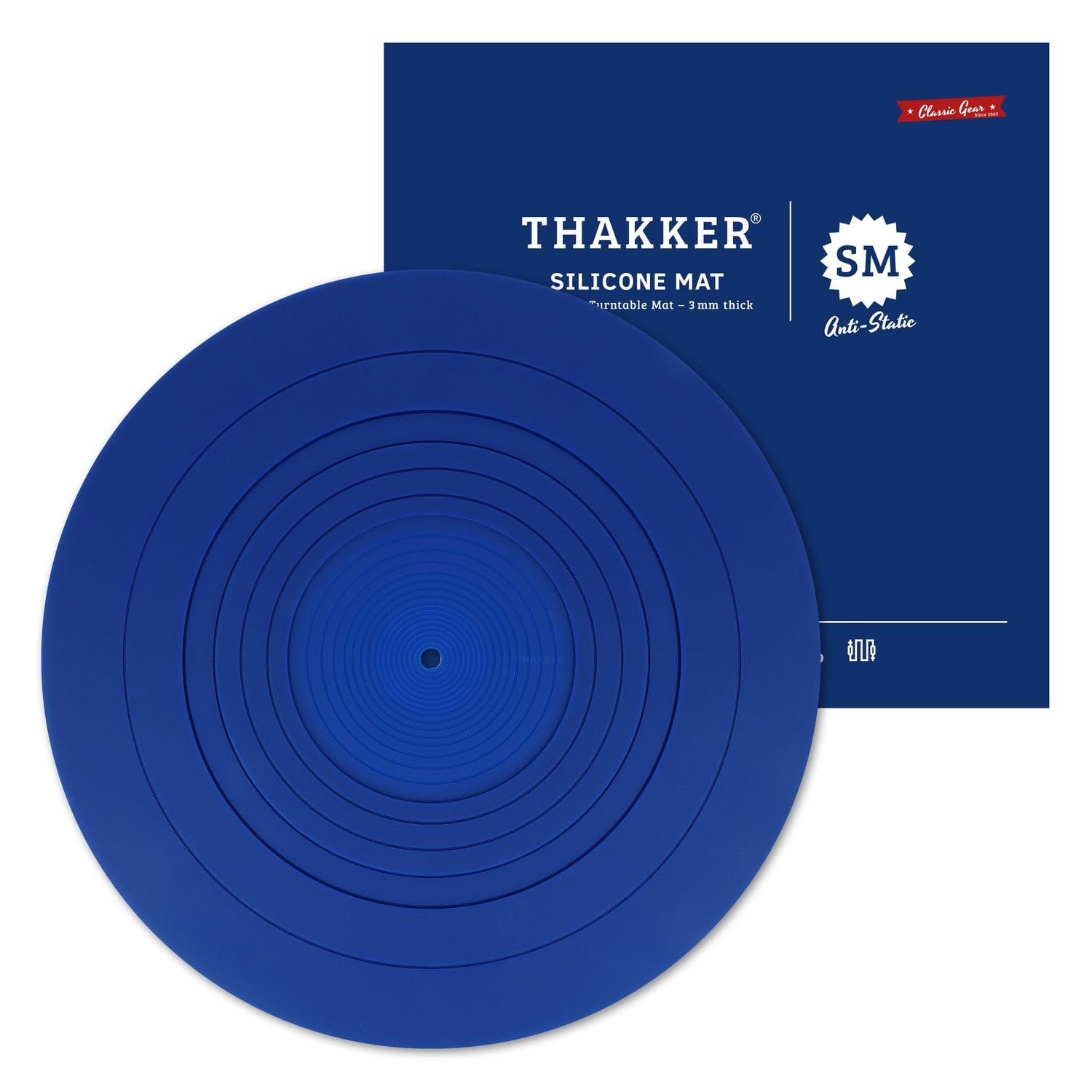 THAKKER Silikon Mat Blue - Plattentellerauflage z antystatycznego silikonu - Blau | 3 mm Stark | 298 mm Durchmesser | dla talerzyków 12'