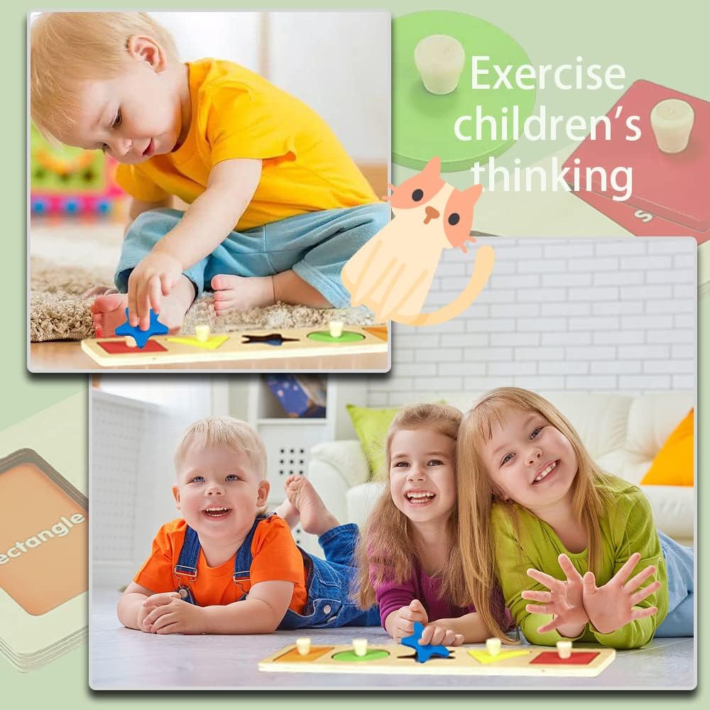 JIACIFANG Wooden Puzzles for Toddlers 13 Toddler Puzzles Geometric