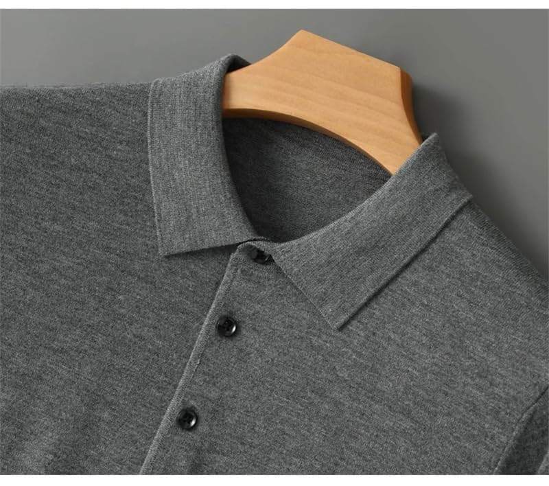 Men's Long Sleeve Polo Neck Wool Sweater Business Casual Solid Pullover Bottoming Top2