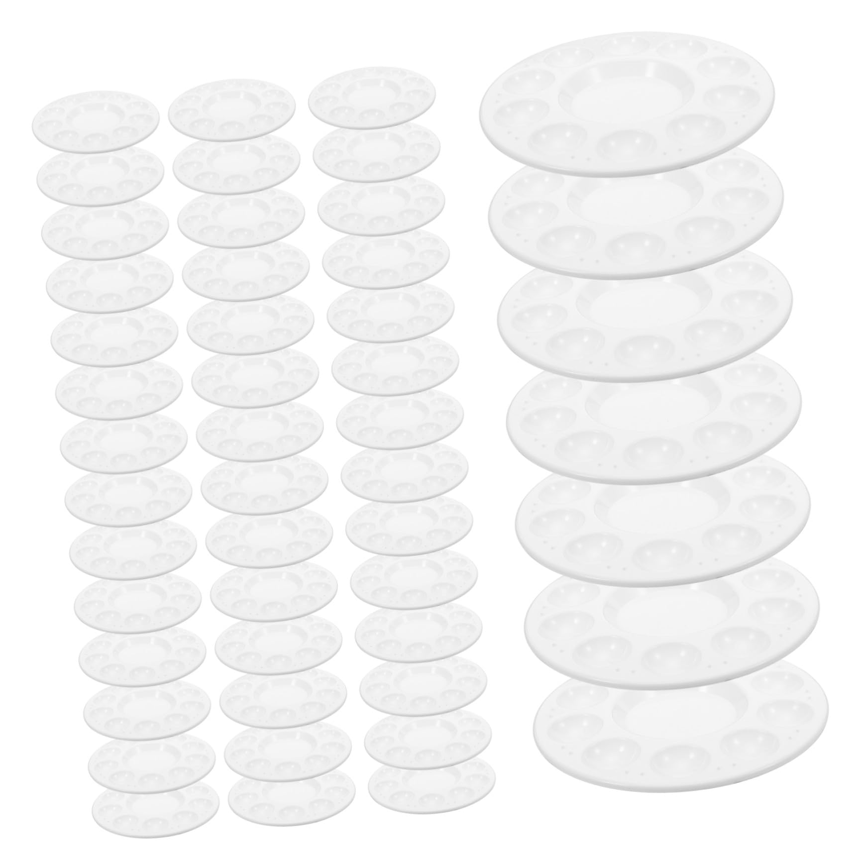 50 Stück Weiße Kunststoff Aquarellfarbenpalette, Rund