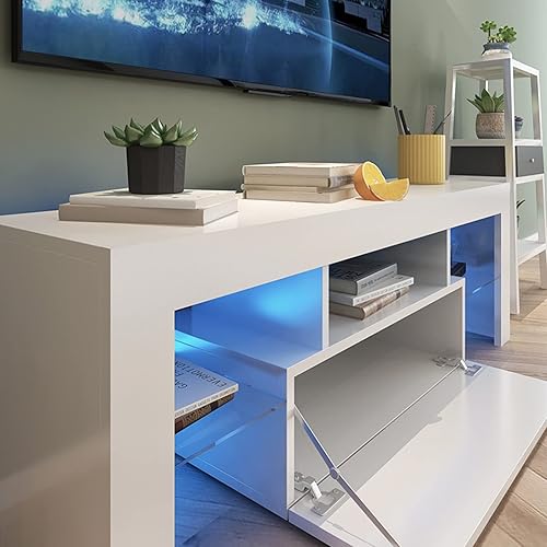 Miniatura 5 de Soporte de TV LED con almacenamiento  Moderno centro de entretenimiento para hasta 65 pulgadas alto brillo universal de TV para sala de estar