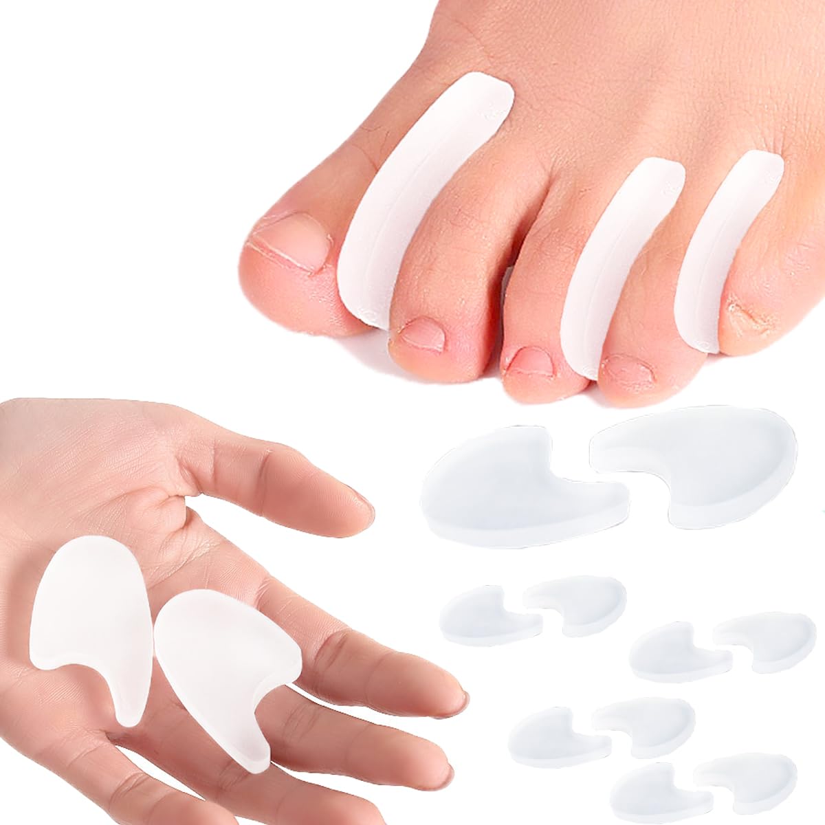 Mcvcoyh 10 Pack Small Toe Spacers and Separators, Gel Overlapping Toe Hammer Spacers