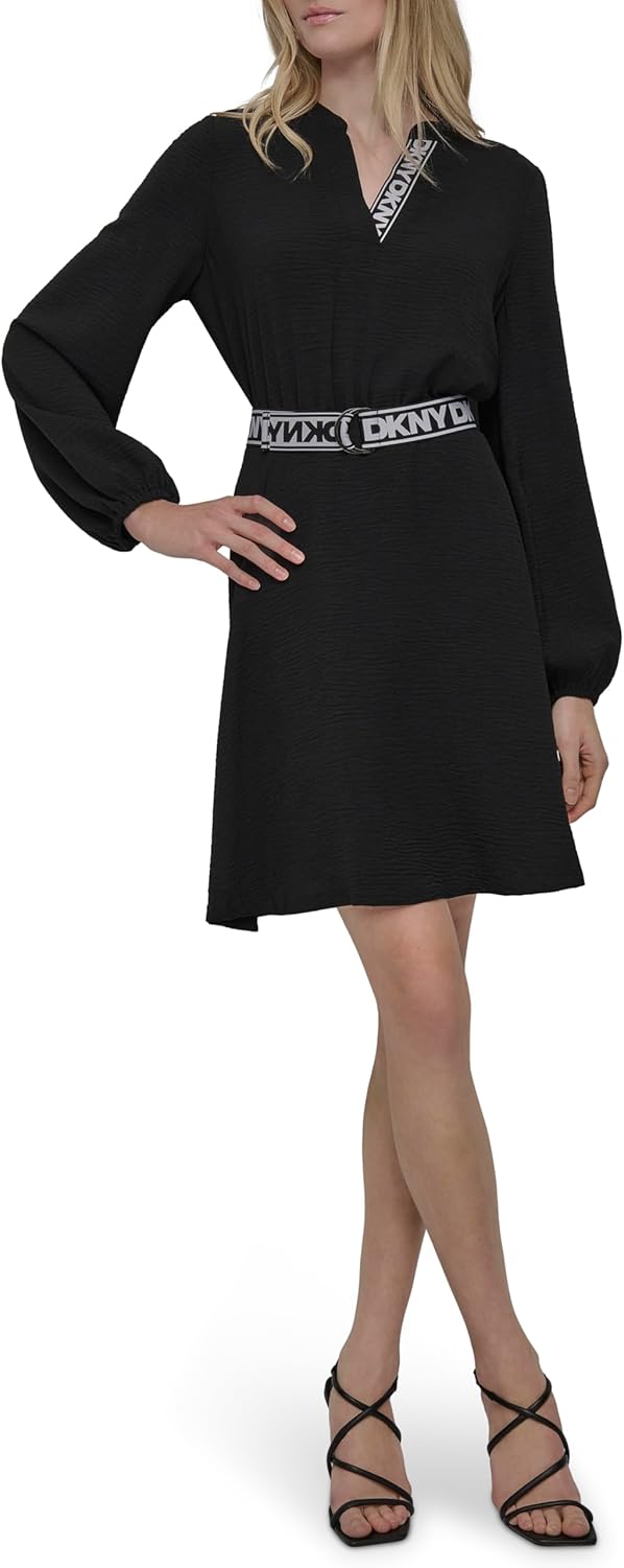 DKNY(ディーケーエヌワイ) ドレスBalloon Sleeve Belted Fit &amp; Flare Mini Dres