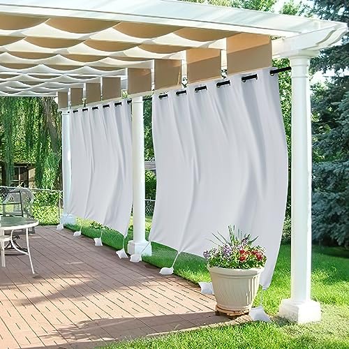 RYB HOME Extra Wide Outdoor Curtains for Patio Waterproof with Weights