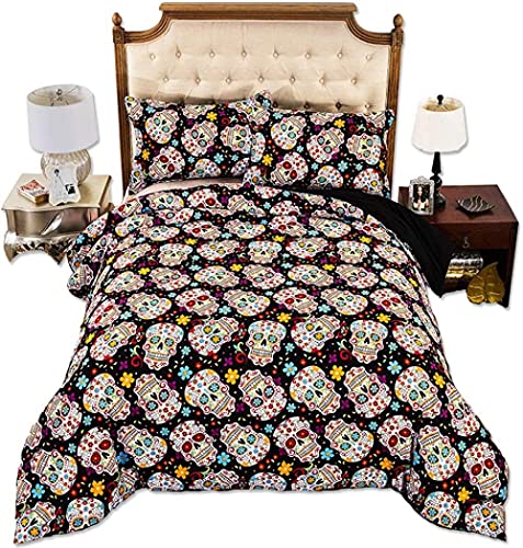 3D Mysterious Skull Litern Ensems Couverture de Couette pour Double King Simple Lit 3 pièces Chambre à Coucher Microfibre Duvet Set 2 x Taie d'oreiller 1 x Caisse de courtepointe-Roi-220x240cm