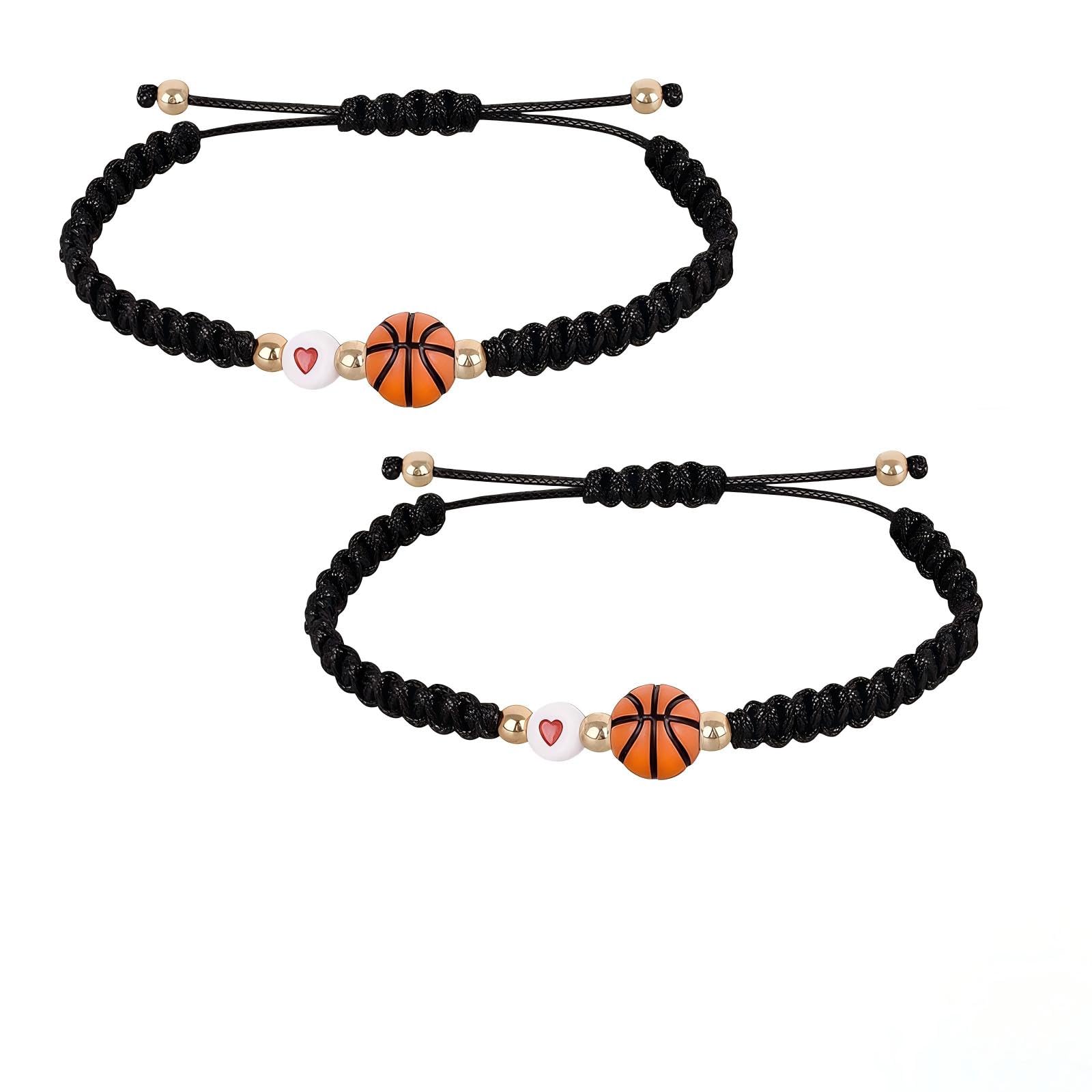 Bracciale per Ragazzo Basket, Set di 2 Braccialetti Regolabili in Materiale Resistente, Regalo per Giovani Appassionati di Basket, Accessori Sportivi per Bambini, Perfetto per Compleanni e F