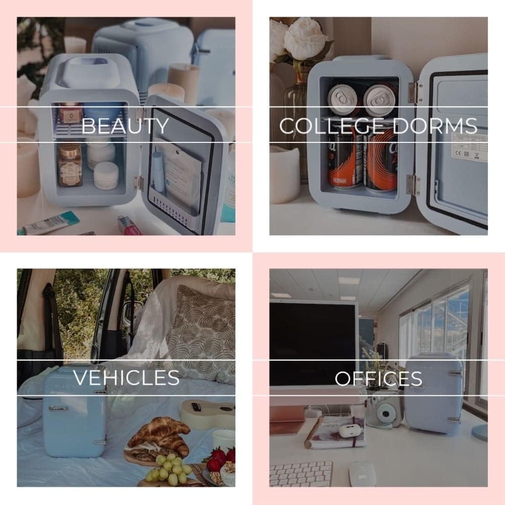 Flamingueo Mini Frigo - Frigorifero Piccolo 4L, Frigorifero Portatile 12V 220V, Mini Frigo Skincare, Raffreddamento e Riscaldamento, Mini Frigo Per Cosmetici, Frigo da Auto, Frigorifero Vintage Flamingueo Mini Frigo - Frigorifero Piccolo 4L, Frigorifero Portatile 12V 220V, Mini Frigo Skincare, Raffreddamento e Riscaldamento, Mini Frigo Per Cosmetici, Frigo da Auto, Frigorifero Vintage