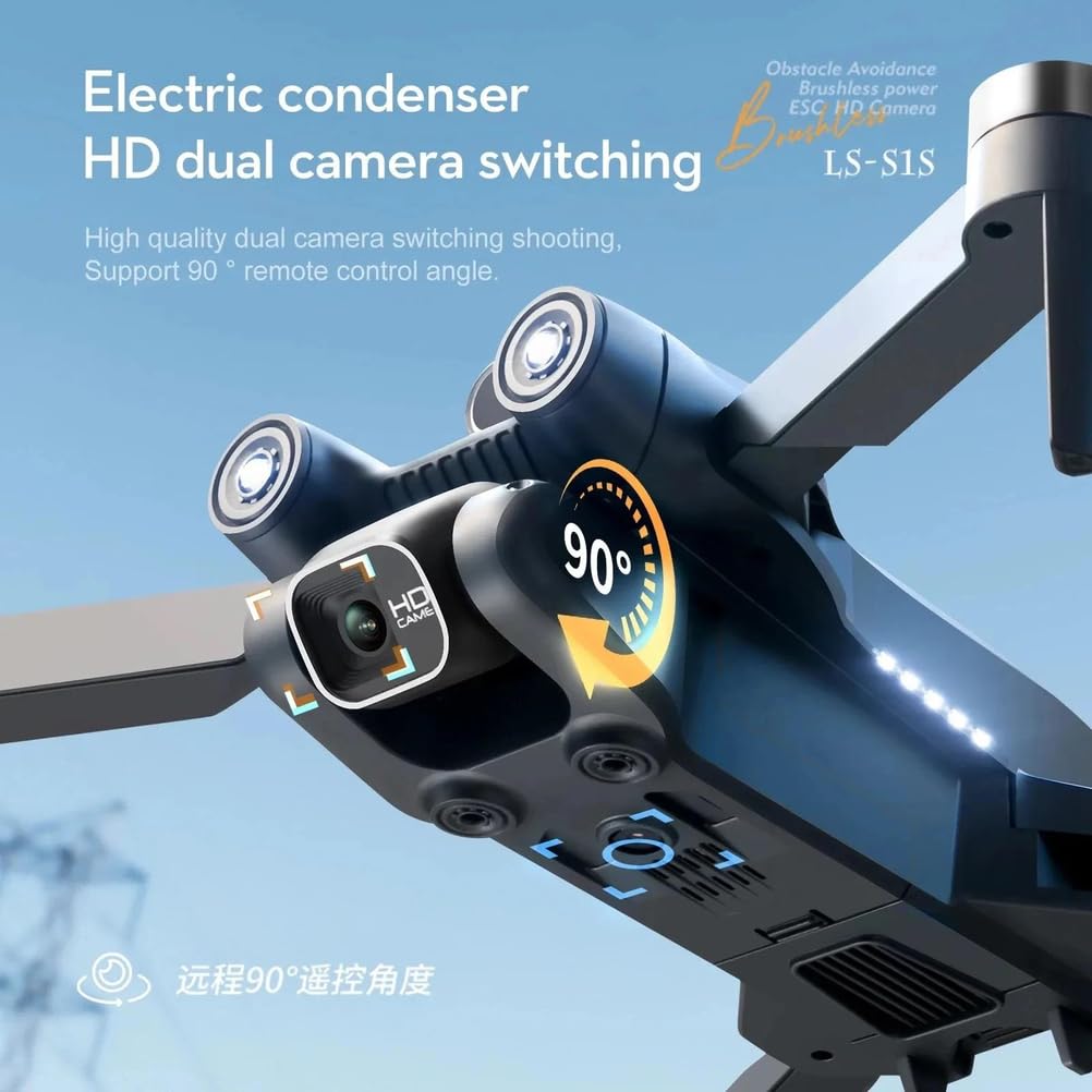 Dual Battery,Nuevo Mini dron S1S con cámara 8K, Profesional, Motor sin escobillas, dron con cámara Dual HD, cuadricóptero Plegable, Juguetes para Evitar obstáculos