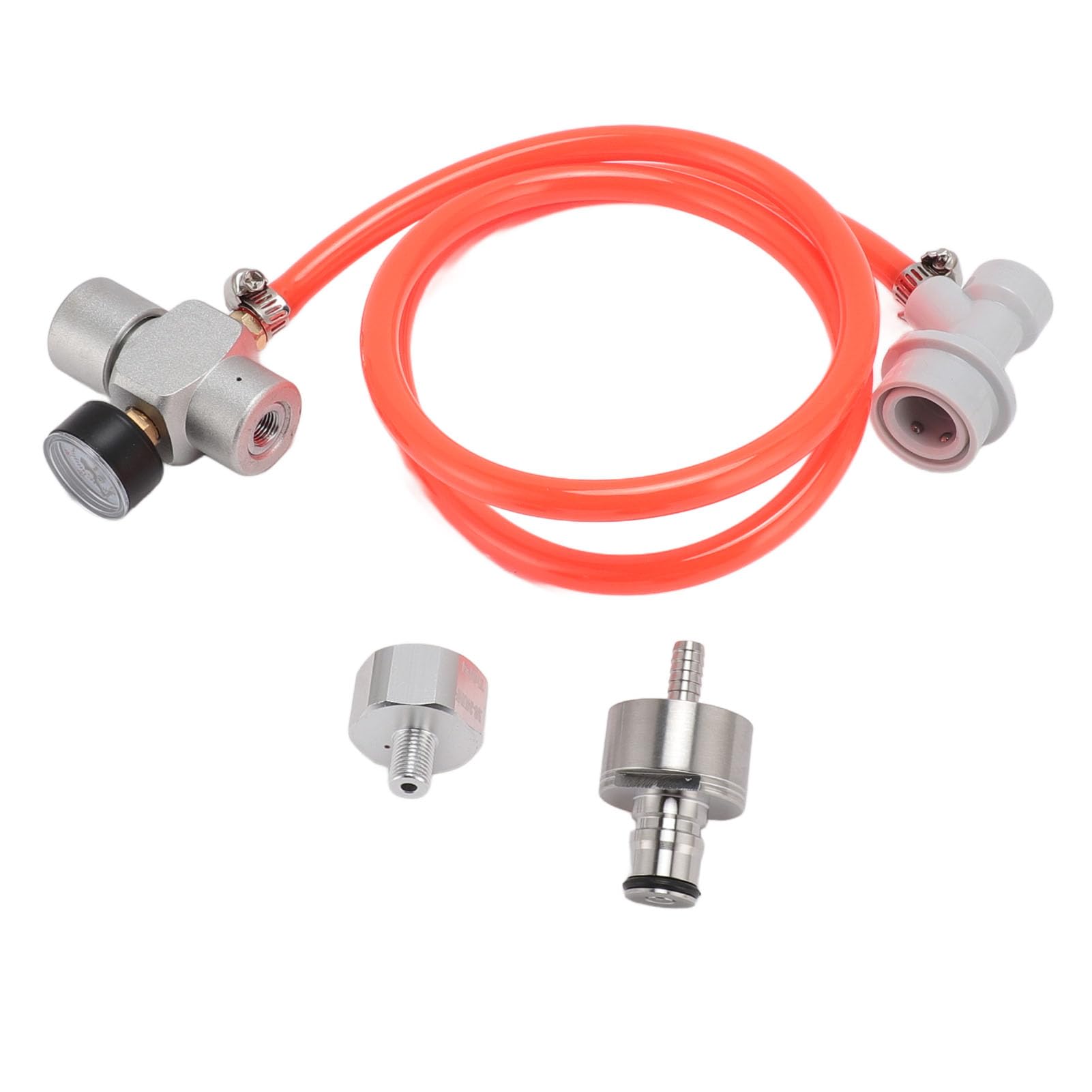 Regulator ciśnienia CO2 Mini Keg, automatyczny regulator ze stali nierdzewnej do piwa, kawy i napojów gazowanych, kompatybilny z systemami Homebrew Keg, zawiera czerwony wąż o