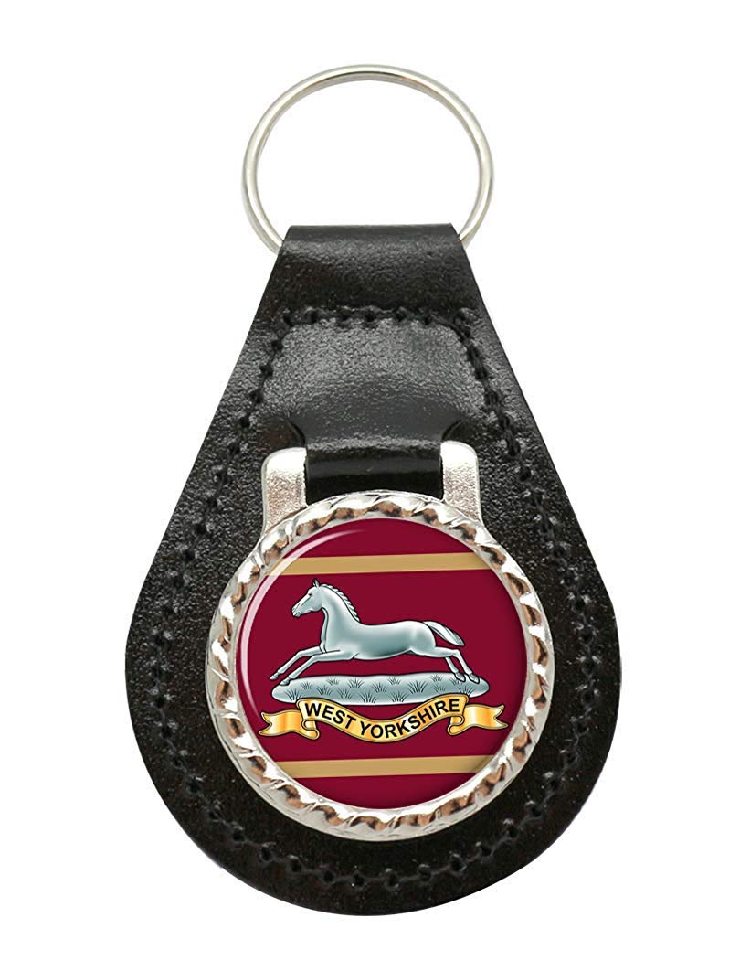 Giftshop Uk Unisex Black Leather And Silver Metal West Yorkshire Regiment, British Army Leather Key Fob
