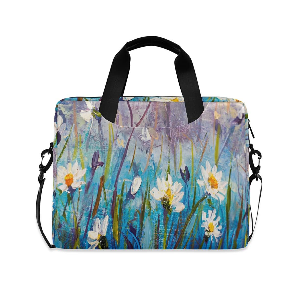 TropicalLife Borsa per computer portatile da 15,6 cm e 16 pollici, pittura a olio, margherita, custodia per computer con manico, valigetta per donne, uomini, ragazze, signore, viaggi