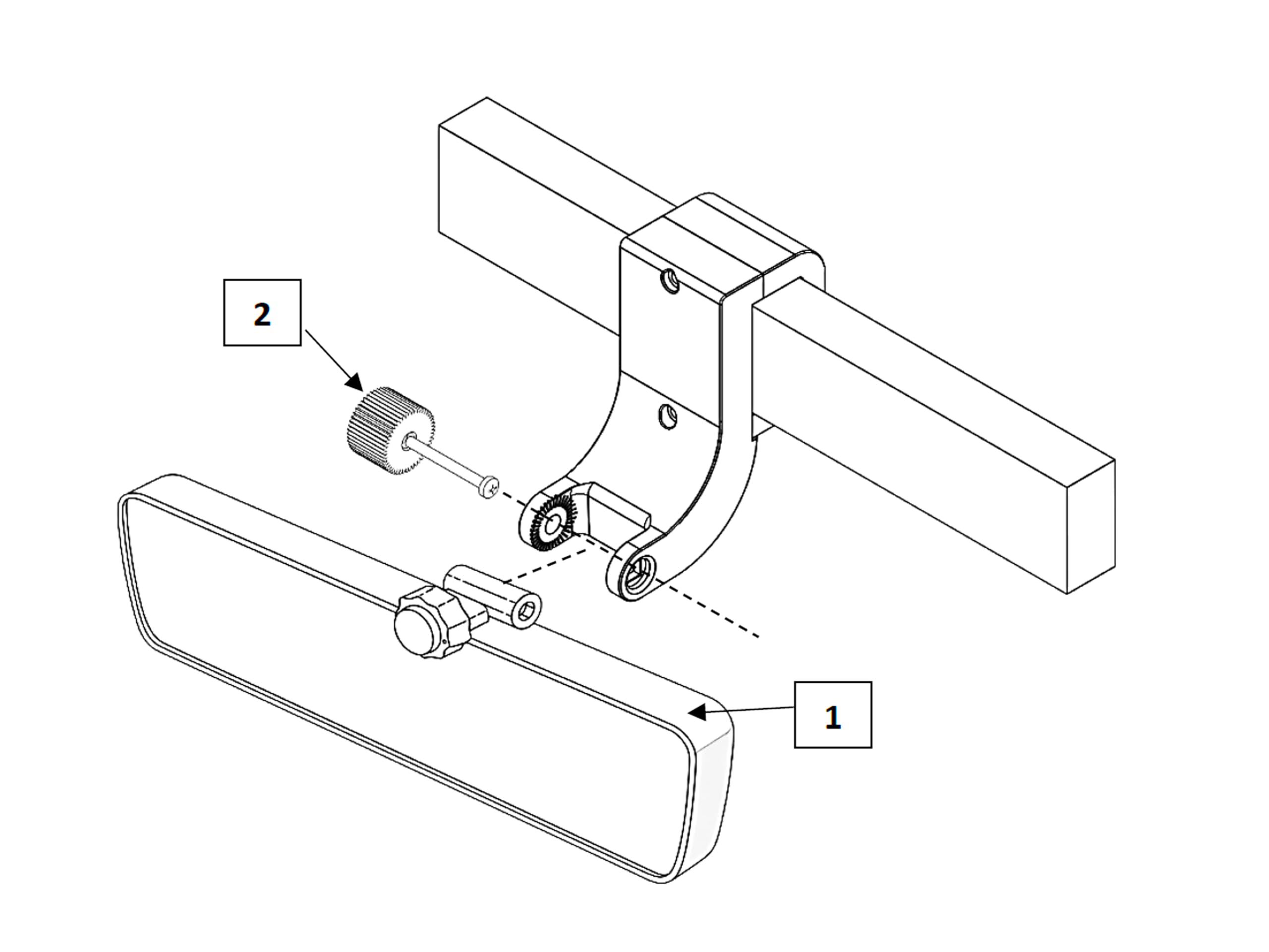Rétroviseur intérieur pour Citroën Ami, Fiat Topolino et Opel Rocks-e – Kit complet avec support 3D et vis de fixation – Stabilité maximale antivibration – Large visibilité
