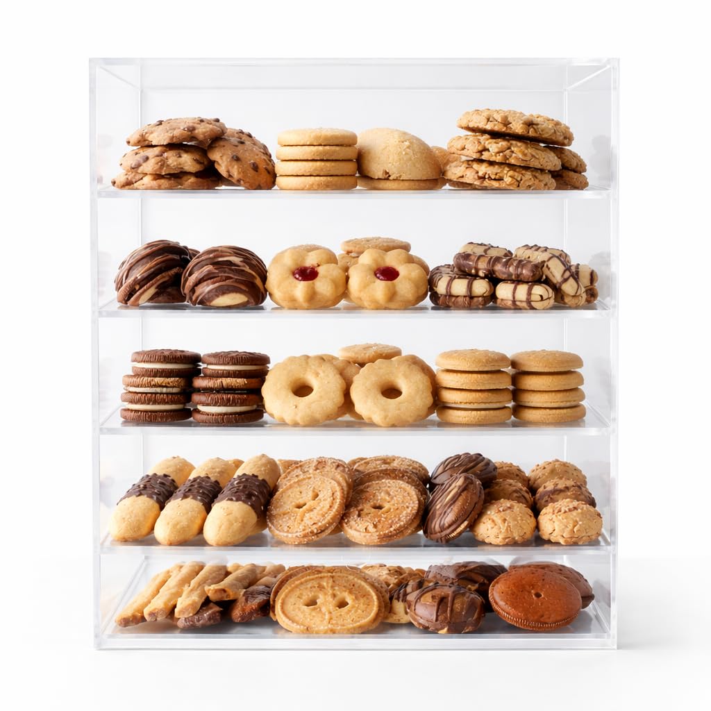 Acrylic Bakery Pastry Display Case Stand Cabinet Cakes Donuts Cupcakes Pastries (5-TIER)