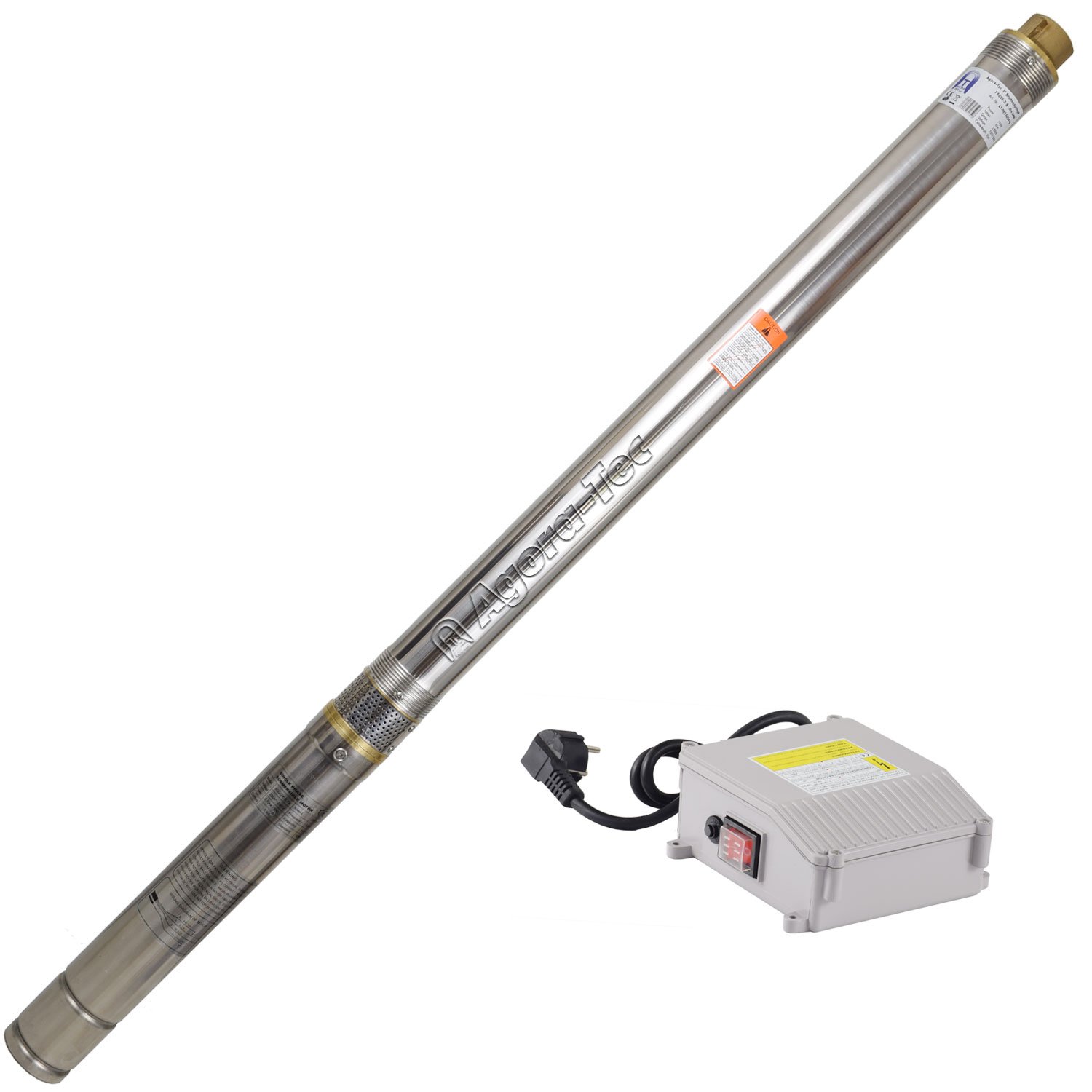 Agora-Tec® AT- 3 Zoll Edelstahl Brunnenpumpe Tiefbrunnenpumpe 750W-3.8 mit 30 m Kabel max: 8.5 bar, max: 3800l/h
