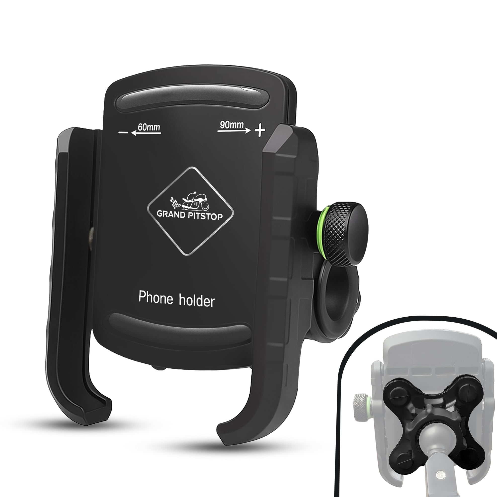 GRAND PITSTOP Mobile Holder for Bikes, Motorcycle, Scooter, Bicycles, Jaw Grip with Vibration Bike Mobile Holder, Aluminium Handlebar for Maps and GPS Navigation with 360° Rotation Phone Mount-Black-image-46