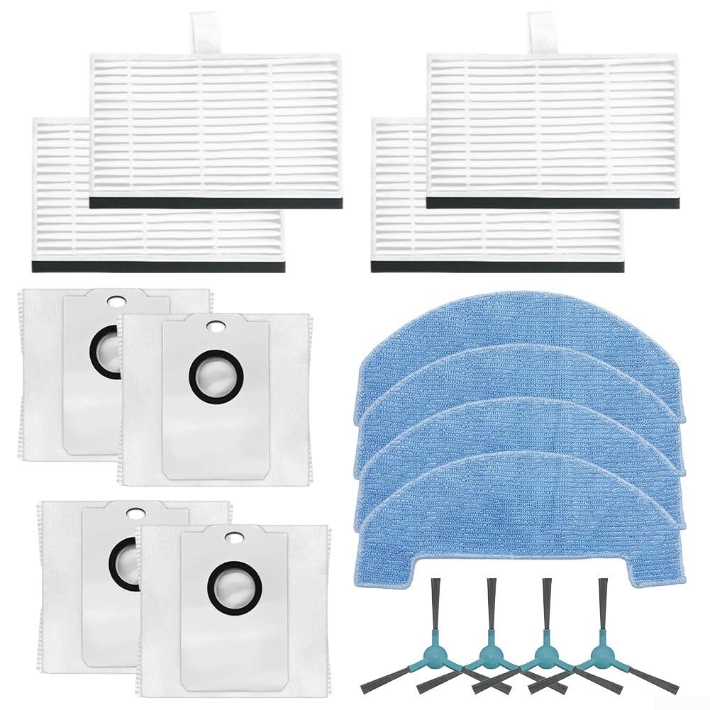Side Brush Filter Mop Cloth Dust Bag Kit 16PCS Replacement Parts for Ultra Home Advanced for Conga 2499 Easy Installation