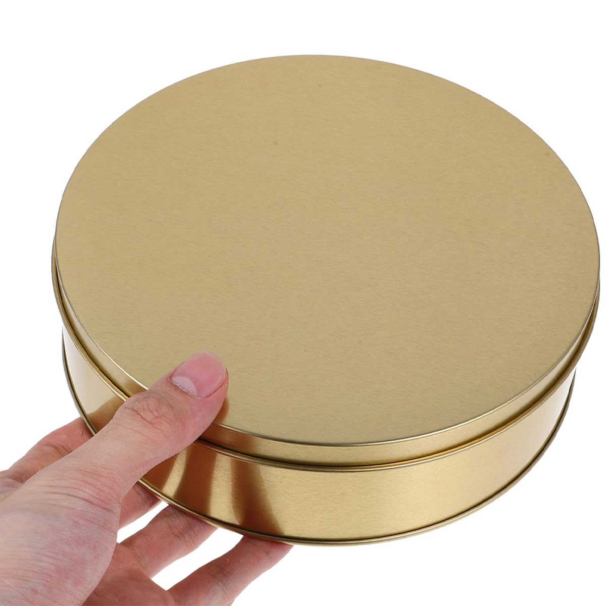 Veemoon Lot de 4 Boîtes à Biscuits Rondes en Fer-blanc Doré, Rangement et Facile à Nettoyer, pour Noël et Anniversaires, Contenant Biscuits et Petites Friandises