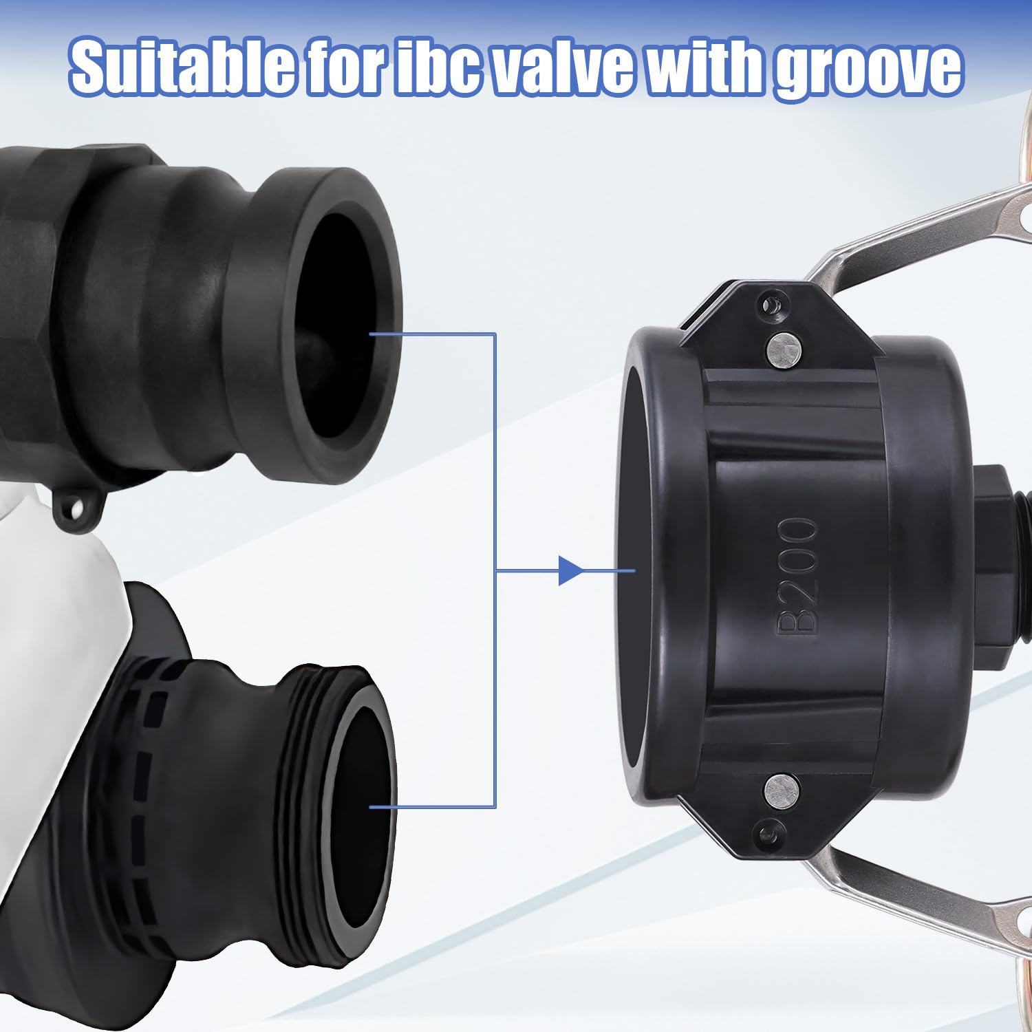 Adattatori Per IBC Tote Tank Da 275-330 Galloni &ndash; 2 Uscite FNPT X Attacco Camlock Maschio QDC