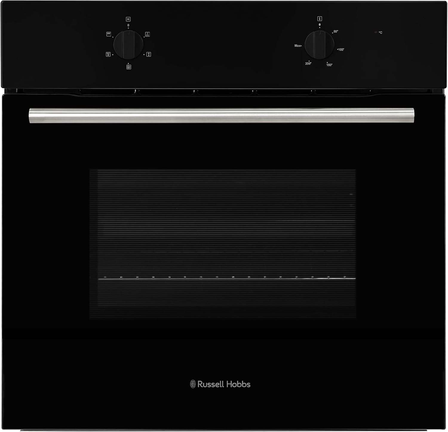 Russell Hobbs 70L  60cm Wide  Single Electric Built-in Fan Oven and Grill in Black  6 Oven Functions  RHFEO7004B