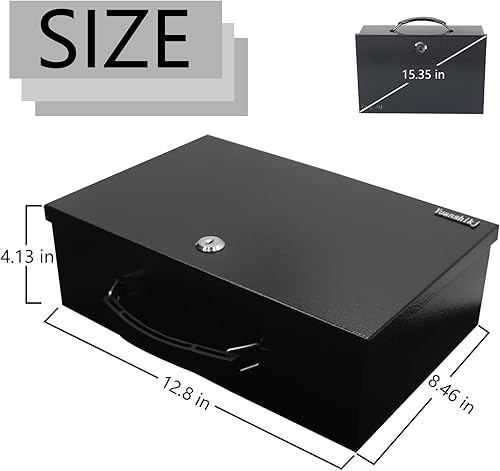 Miniatura 5 de Yuanshikj Caja de seguridad ignífuga para documentos, cerradura de seguridad de acero con asa de transporte, para artículos personales, efectivo,