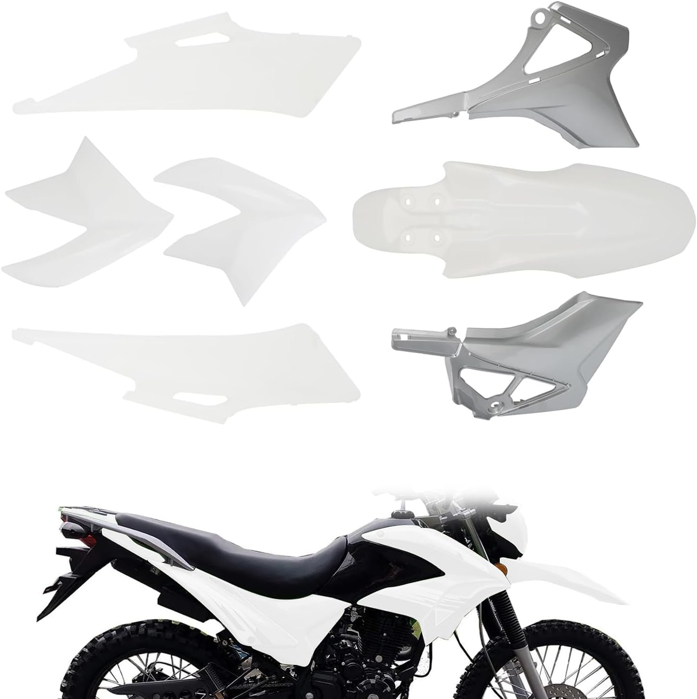 Plastics Kit for Hawk 250,Fairing Body Work Fender Sets with Fuel Tank Guard for Hawk250 White