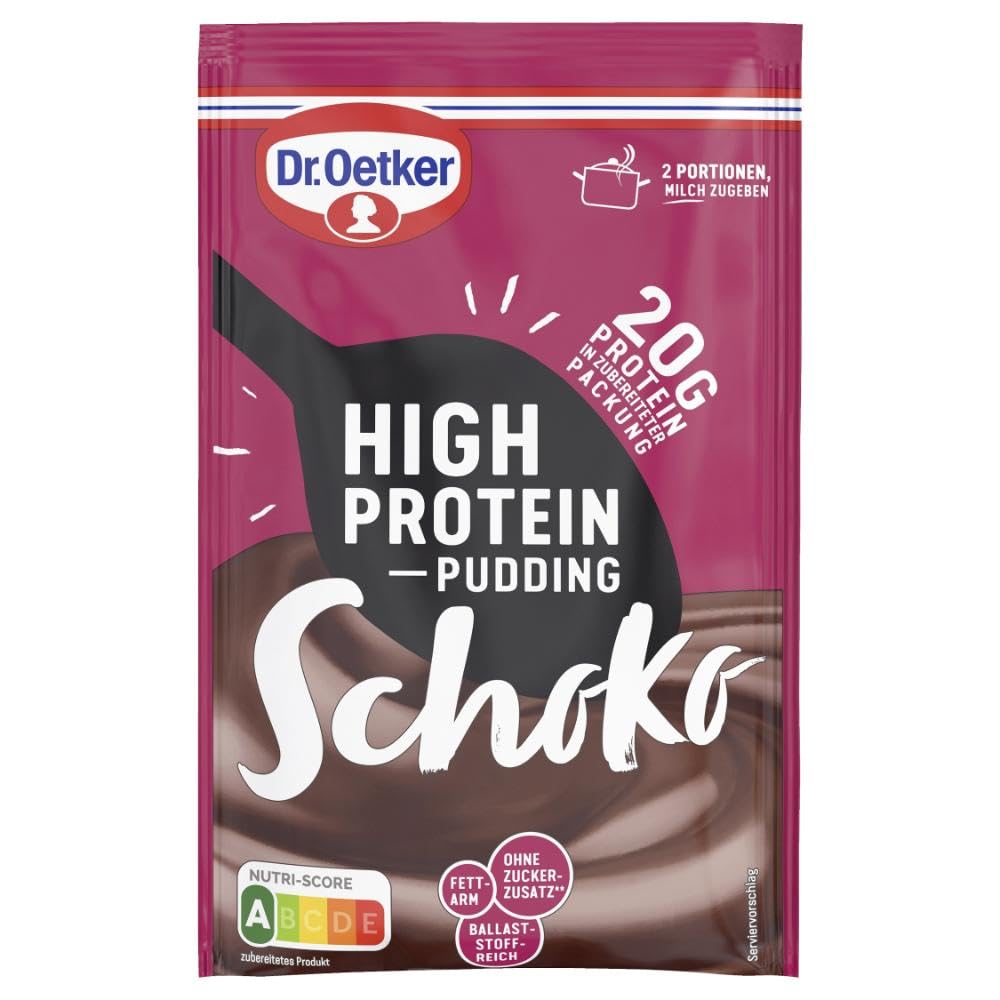 Dr. Oetker High Protein-Pudding-Pulver Schoko: Leckeres Dessert oder Protein Snack für den Genuss zwischendurch