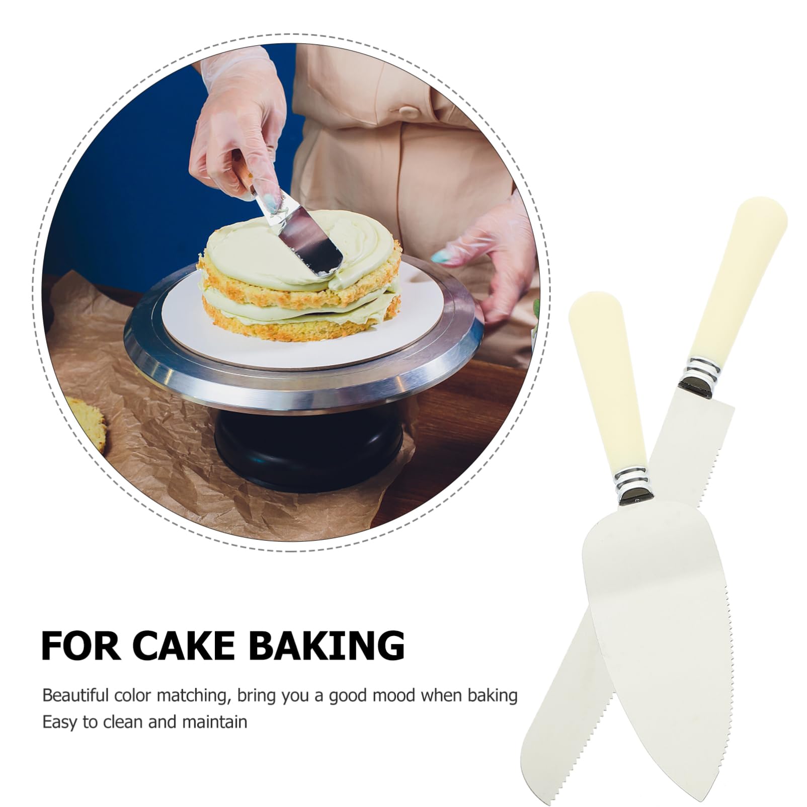 Cabilock 2 Pcs 1 Set Cake Cutter with Handle Sturdy Pizza Cutters for Baking and Serving Kitchen Supplies for Cake Bread and Pastry Cutting Pink