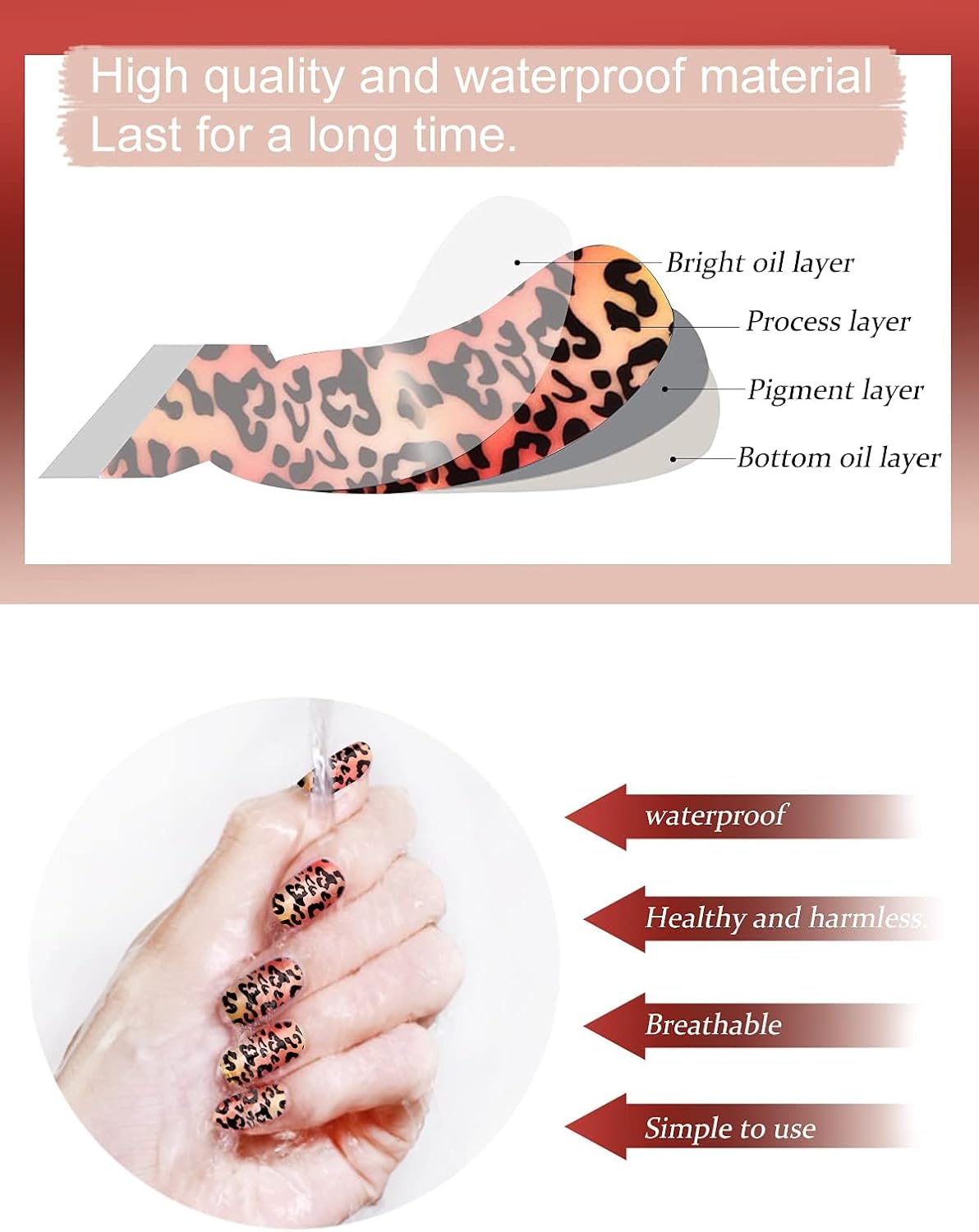 20PCS Semi-Cured Gel Nail Polish Strips, Kalolary Leopard Nail Art Wraps