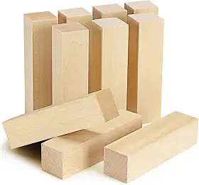 Pacote com 10 blocos de talhar madeira de tília 10 x 2,5 x 2,5 cm, blocos de escultura de madeira inacabada para esculpir e branquear, iniciantes, especialistas