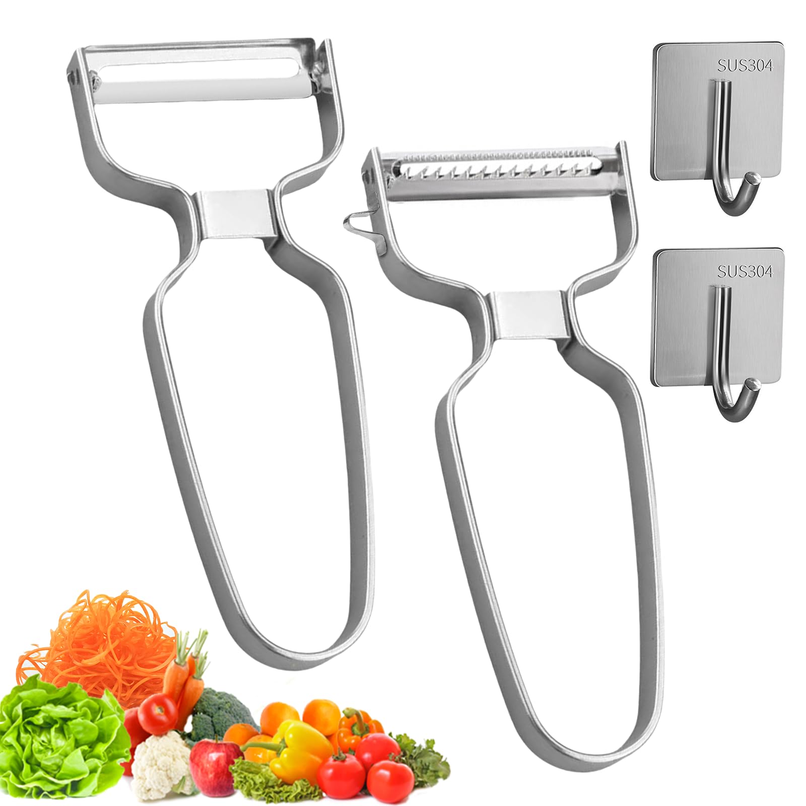 Pelapatate A Pendolo - 4 Pezzi, Acciaio Inox, Per Verdure E Frutta - Foto 5