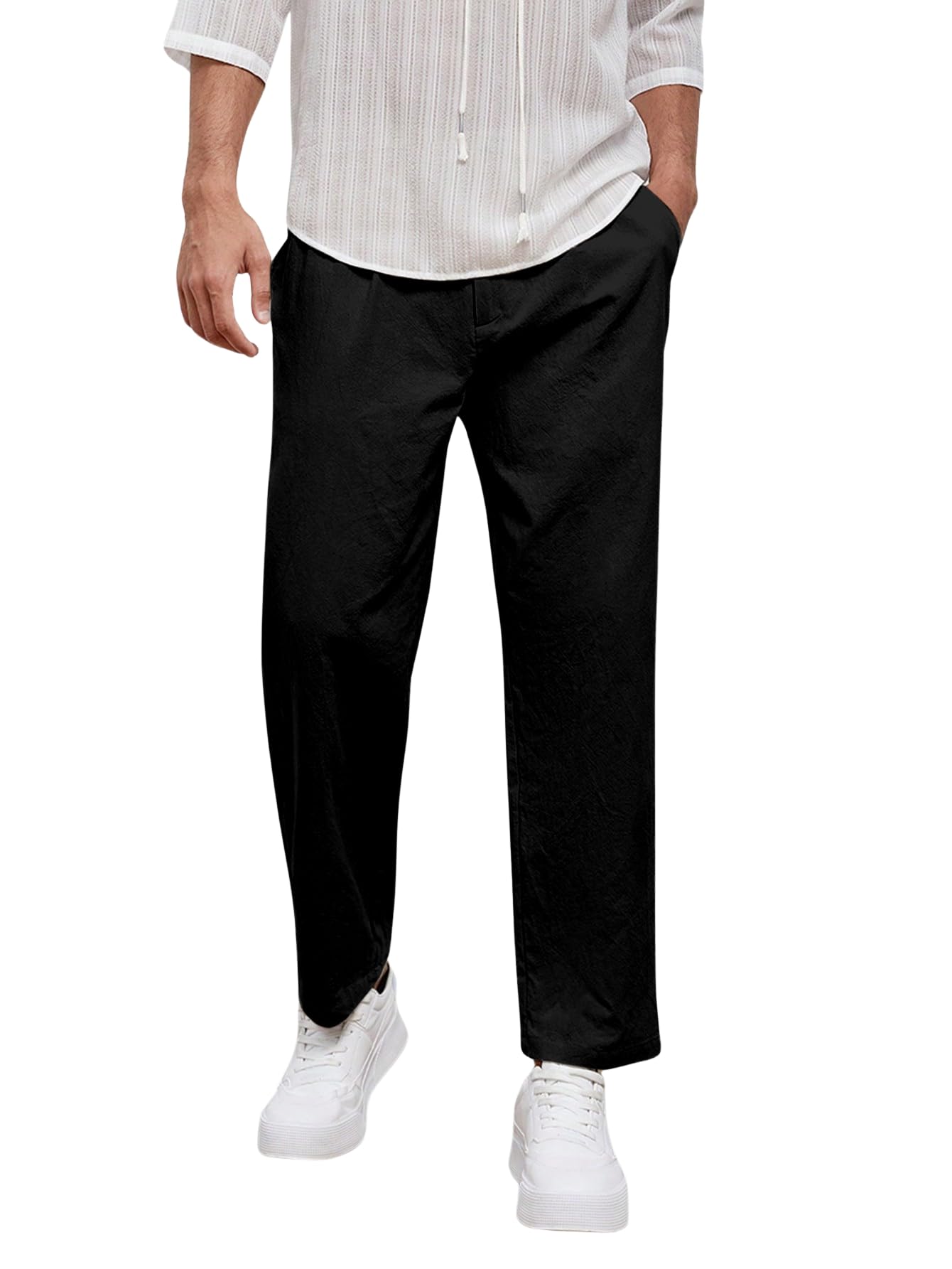 mulvari Solid Men's Regular Fit Cotton Slant Pocket Straight Leg Pants-picture-15