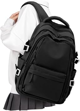 BOXSAM Lightweight Backpack for Women, Large Laptop Travel Backpack Casual Daypack College Bag Rucksack for Men. Black