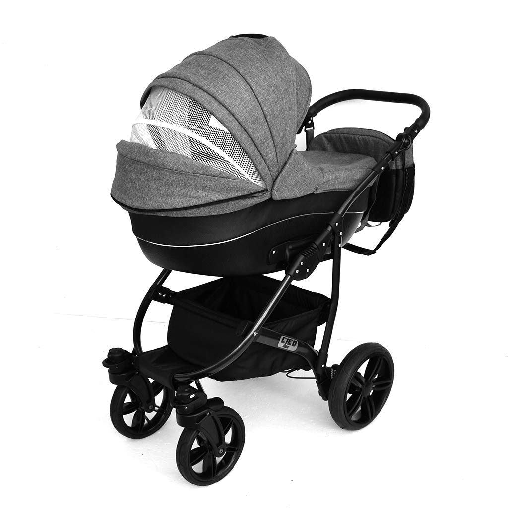 Cleo Kinderwagen 3 in 1 mit Kunstlederelementen (Luftreifen  (Niederquerschnittsreifen) - Felge schwarz) : Amazon.de: Baby