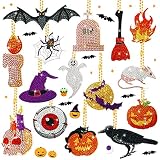 15 Pcs Halloween DIY 5D Diamond Painting Keychain Full Drill Making Key Chains Key Ring Diamond Art