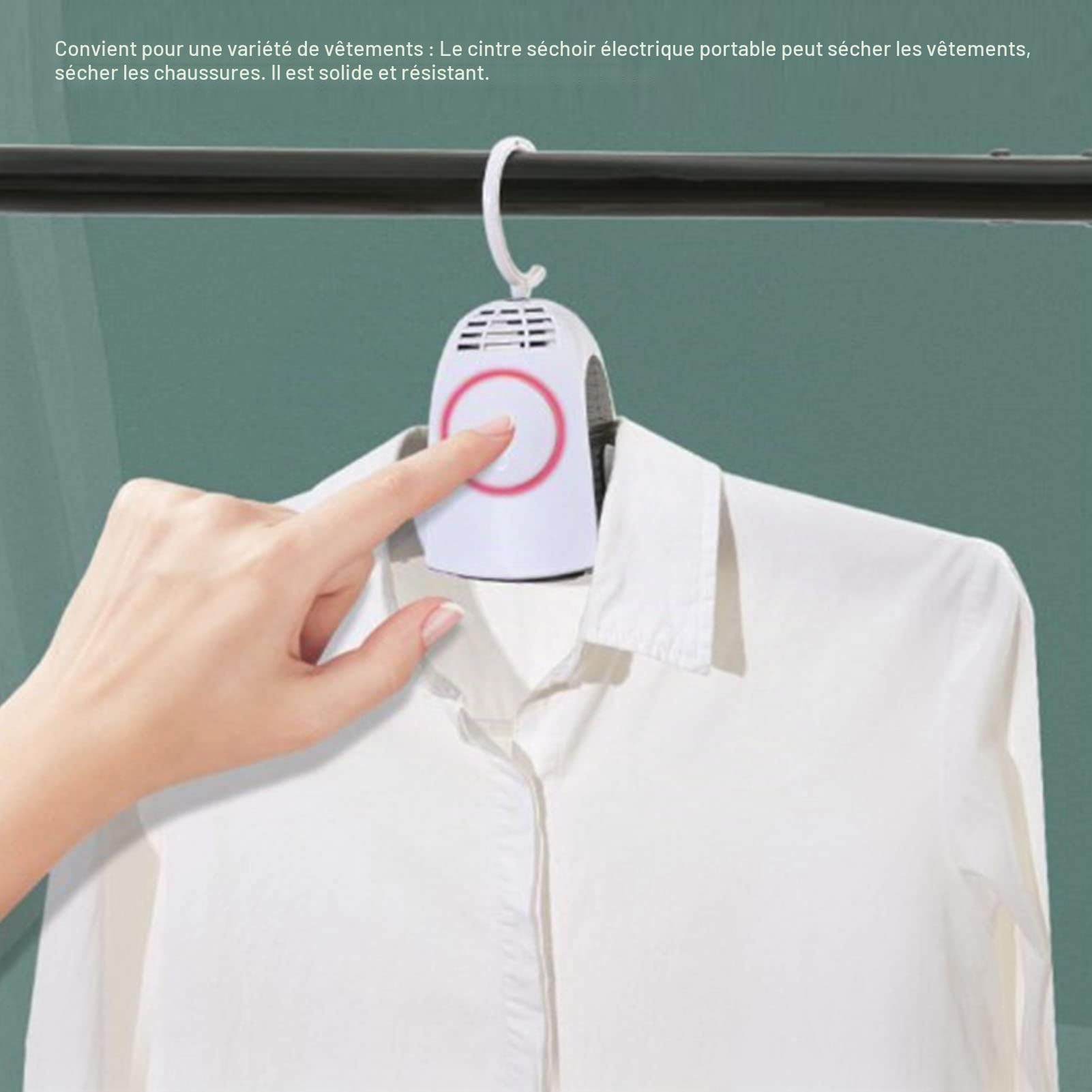Sèche-linge électrique, Portable Voyage électrique Sèche-linge Cintre Chaussures Intelligentes Porte-vêtements Cintre électrique Sèche-linge Machine (Blanc et rose)