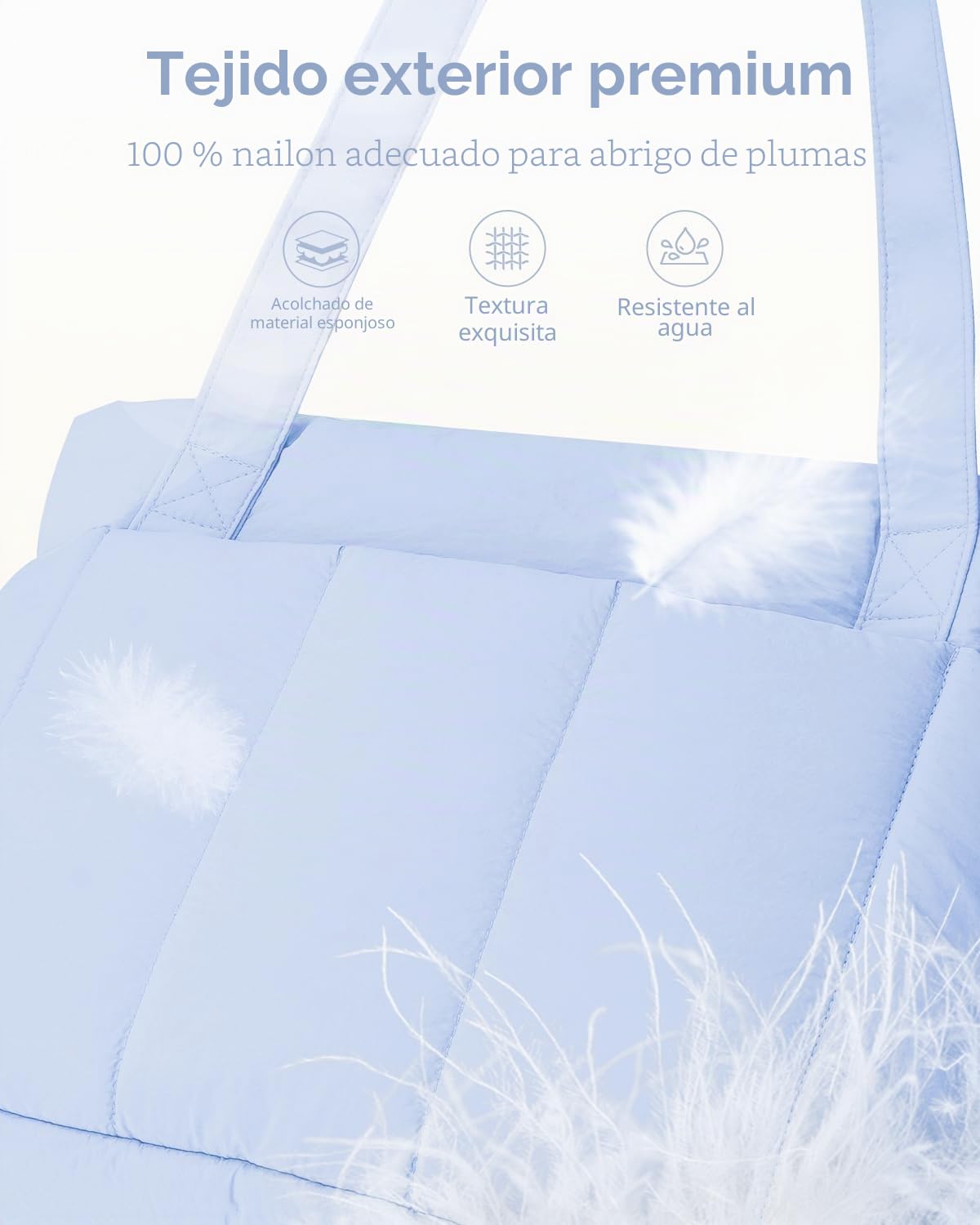 Narwey Bolso Tote Mujer Acolchado Grande, Puffer Tote Bag de Trabajo y Deporte con Cremallera y Compartimentos para Portátil, Bolso de Mano y Hombro Ligero para Escuela, Universidad y Viaje