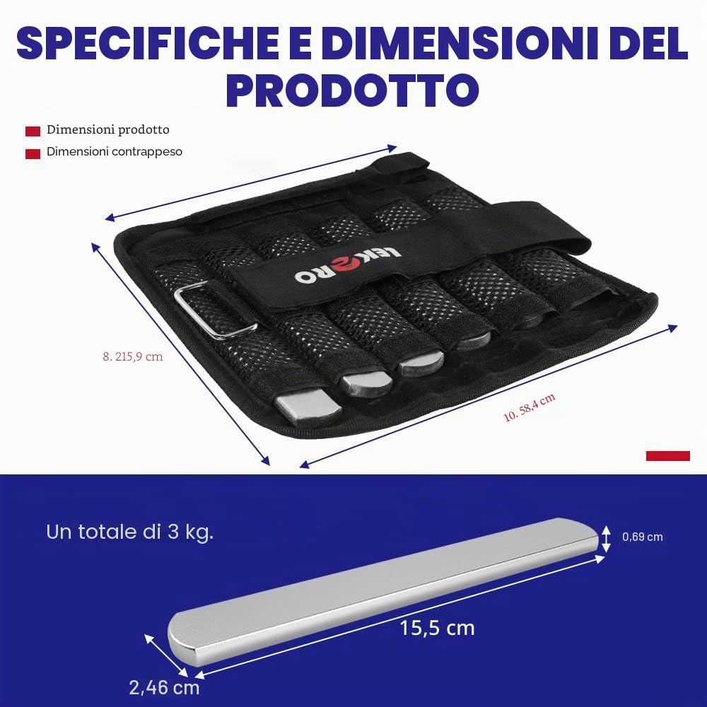 Pesi per polso e braccio, pesi regolabili per polso e caviglia, rimovibili per uomini e donne, per fitness, passeggiate, jogging, allenamento, corsa, 1 paio, confezione da 2