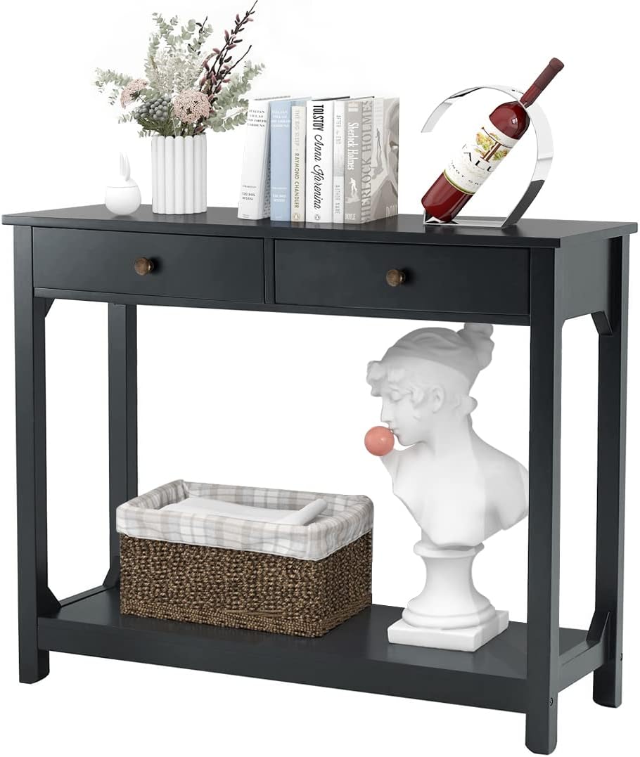 TaoHFE Black Console Table Sofa Table Console Table with Storage Entrance Tables for Front Door Entryway Table with Drawer Narrow Console Tables for Entryway Living Room Hallway Table for Entryway