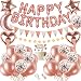 Produktbild SPECOOL Geburtstagsdeko Rosegold Deko mit DIY Cake Topper, Geburtstag Rose Gold Party Banner, Herz Stern Mond Folienballons, Hochzeit Geburtstag Party Dekorationen Set für Mädchen und Frauen