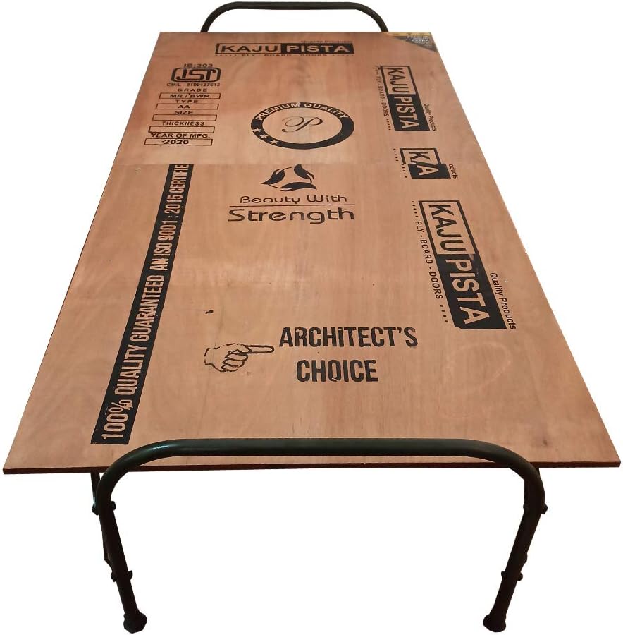 Engineered Plywood Folding Bed for Sleeping Single Size 6 Leg Supports Unique Design Space Saving |Heavy Duty Metal Frame | Portable | Multipurpose | Lightweight (Brown, 36” X 72”)