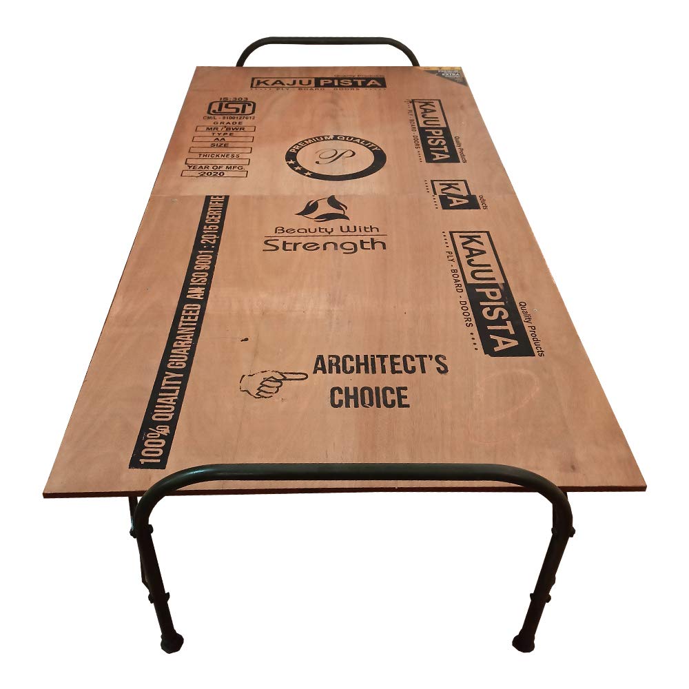 Engineered Plywood Folding Bed for Sleeping Single Size 6 Leg Supports Unique Design Space Saving |Heavy Duty Metal Frame | Portable | Multipurpose | Lightweight (Brown, 36” X 72”)