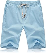 JustSun Men's Linen Shorts Lightweight Breathable with Drawstring
