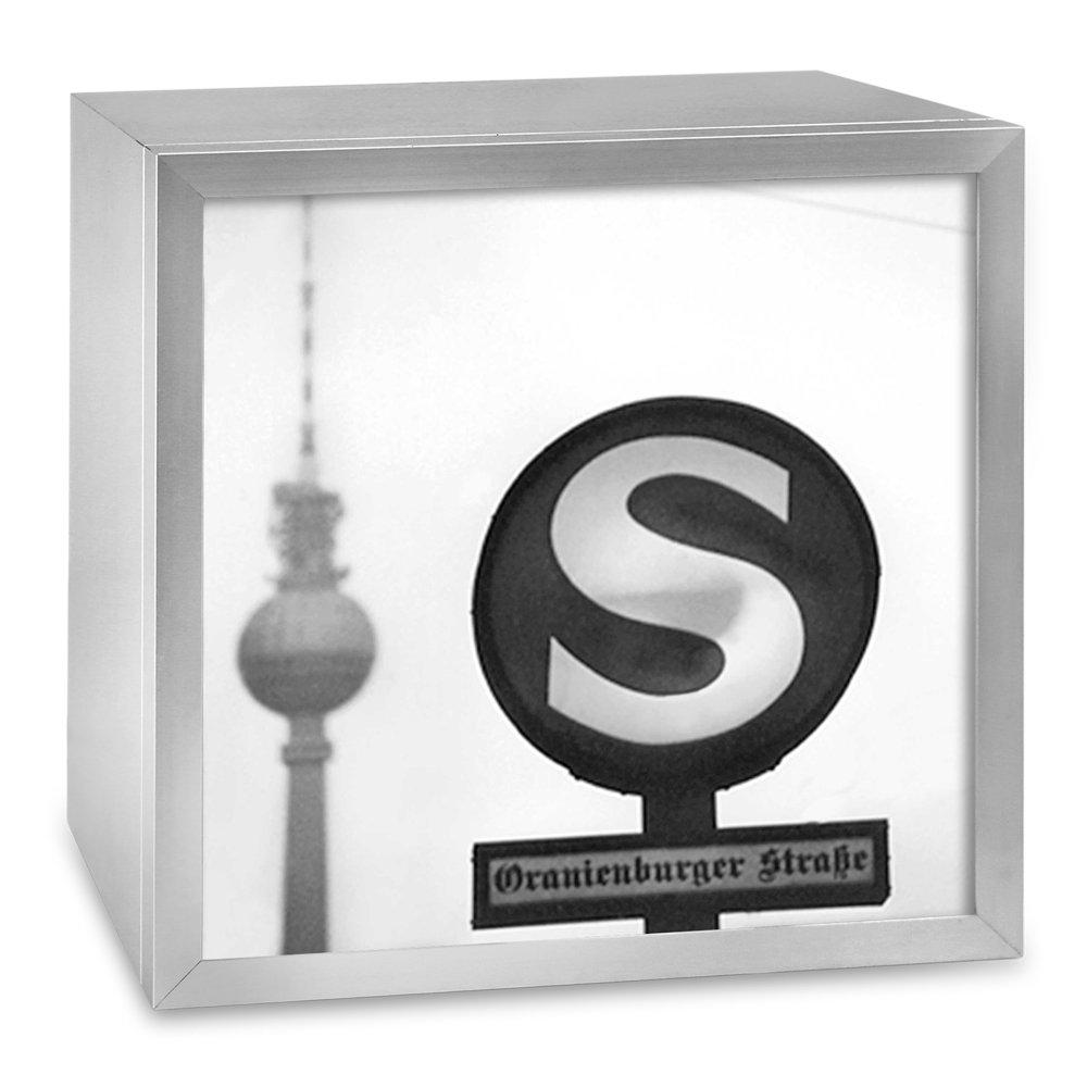 Boite à lumière aluminium motif S-Bahn Berlin cadre métallique