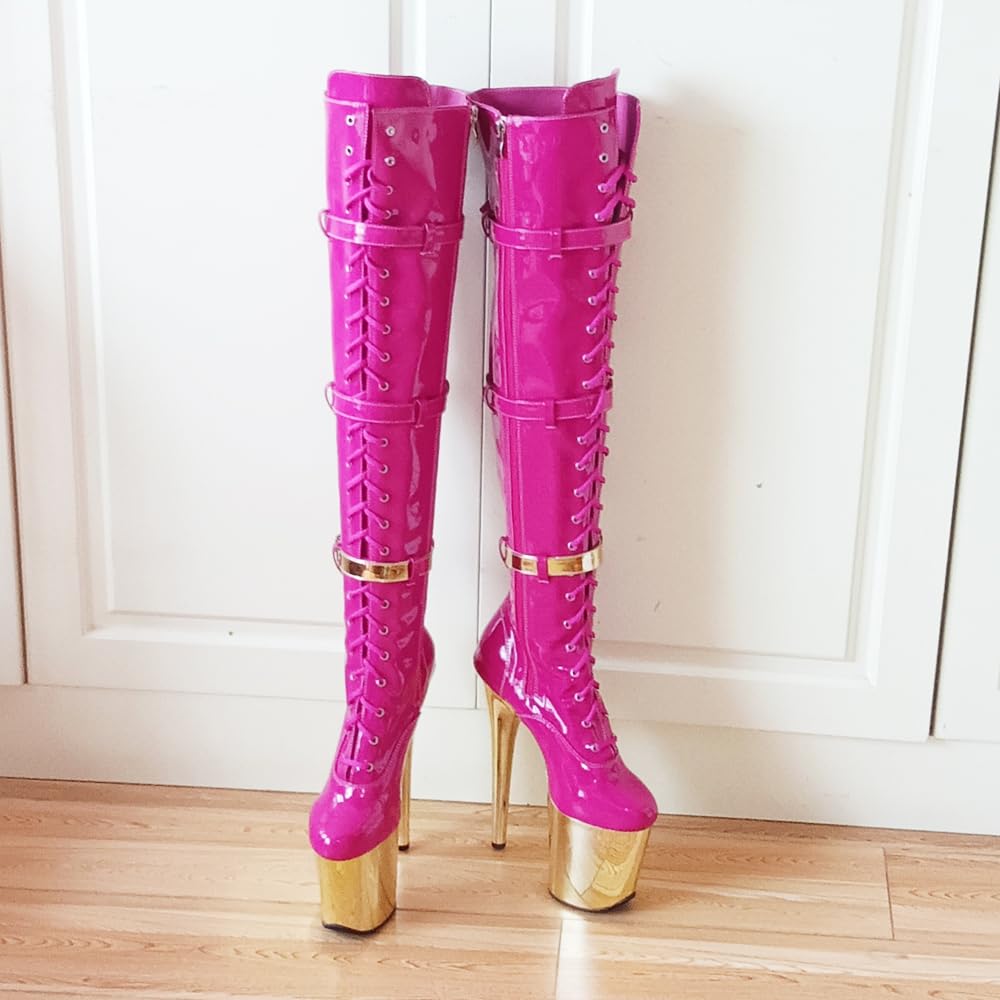 denova's Bottes à talon très haut à lacets pour femme avec fermeture éclair