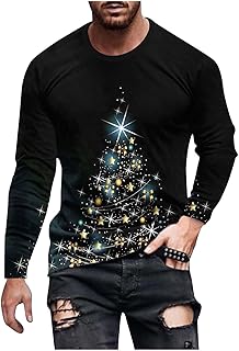Generic Ugly Christmas Pullover for Men Novelty Funny Shirt Christmas Tree Snowflakes Jumper Men\'s Xmas Sweatshirt 3D Printed Pullover Round Neck Tops Causal Loose Blouse Comfortable Sweater