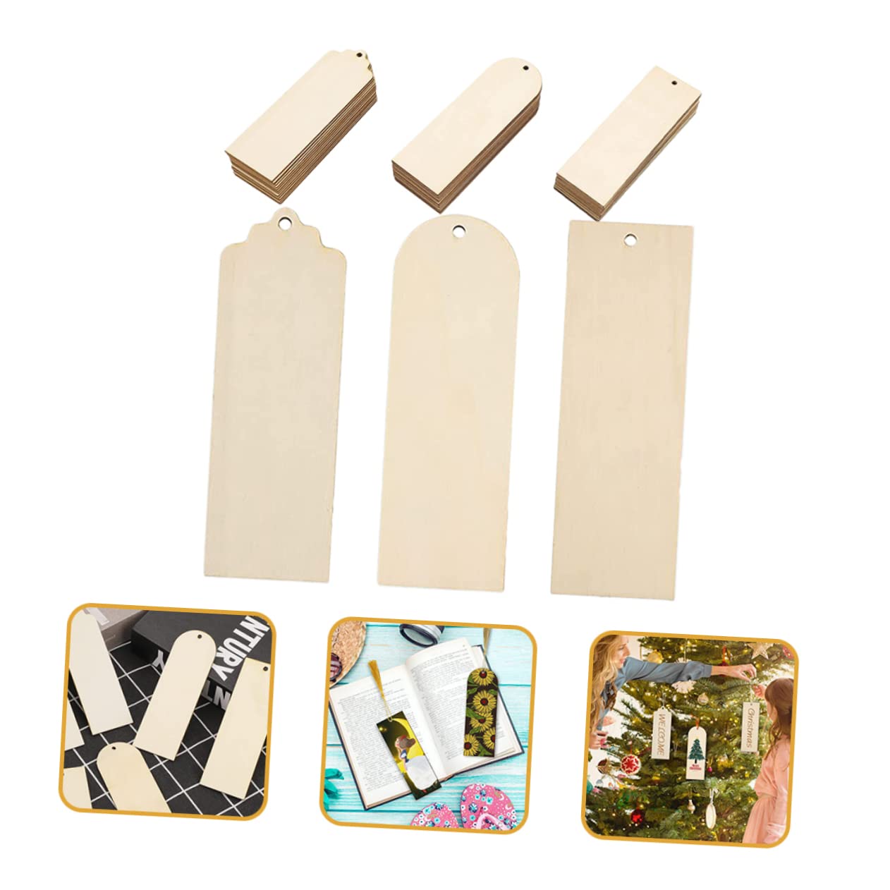 LALAFINA 2sets Segnalibri Legno Vuoti Per Con Frange Etichette Personalizzabili Per Progetti Creativi Decorazioni e Regali Fatti Mano