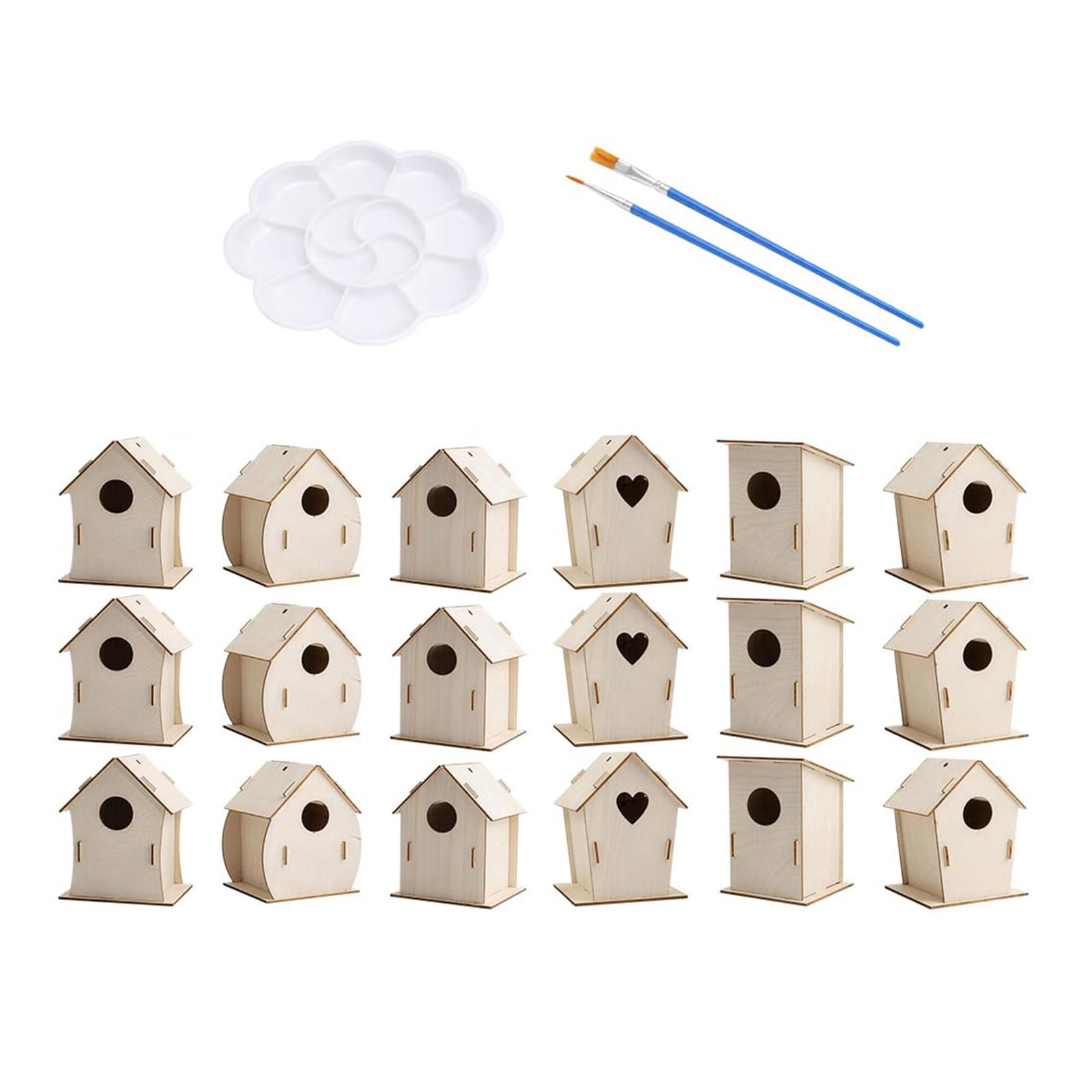 Juego de construcción de casa de pájaros de madera pintable, actividad